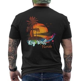 Key West Florida Beach Summer Vacation Palm Trees Sunset Men Florida Gifts & Merchandise Funny Gifts Mens Back Print T-shirt | Mazezy