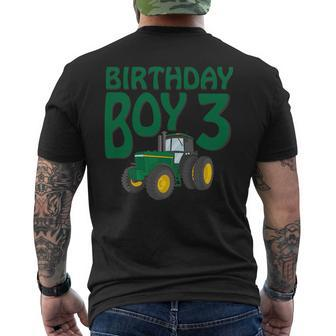 Kids 3Rd Birthday Green Farm Tractor | Three 3 Year Old Tractor Funny Gifts Mens Back Print T-shirt | Mazezy