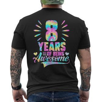 Kids 8Th Birthday Gift Idea Tiedye 8 Year Of Being Awesome Mens Back Print T-shirt | Mazezy DE