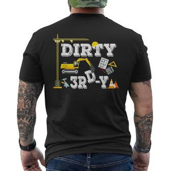 Kids Construction Truck 3Rd Birthday Boy Excavator 3 Digger Mens Back Print T-shirt - Monsterry