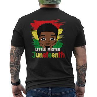 Kids Little Mister Junenth Black Boy Toddler Prince Mens Back Print T-shirt | Mazezy