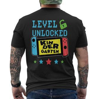 Kindergarten Level Unlocked Gamer First Day Of School Boys Men's T-shirt Back Print | Mazezy