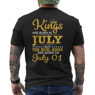 Kings Are Born In Jul But The Real Kings Are Born On July 01 Mens Back Print T-shirt | Mazezy