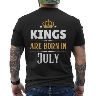 Kings Are Born In July Birthday Crown Mens Back Print T-shirt | Mazezy CA