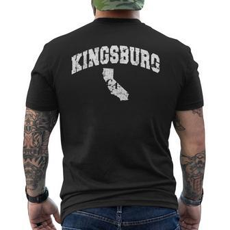Kingsburg California Distressed Vintage Style Men's T-shirt Back Print | Mazezy