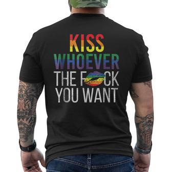 Kiss Whoever The F Fuck You Want Gay Lesbian Lgbt Mens Back Print T-shirt | Mazezy