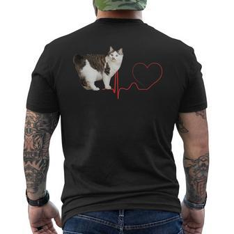 Kurilian Bobtail Cat Heartbeat Ekg For Cat Lovers Men's T-shirt Back Print | Mazezy