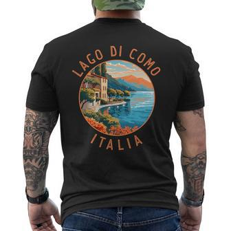 Lago Di Como Italia Distressed Circle Vintage Mens Back Print T-shirt - Seseable