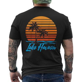 Lake Havasu Sunset Palm Trees Beach Vacation Tourist Gifts Vacation Funny Gifts Mens Back Print T-shirt | Mazezy