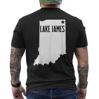 Lake James Angola Indiana Steuben County Men's T-shirt Back Print | Mazezy