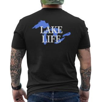 Lake Life Great Lakes Ohio Michigan Illinois Mens Back Print T-shirt | Mazezy