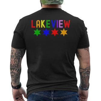 Lakeview Chicago Flag Lgbtq Gay Pride Pride Month Parade Mens Back Print T-shirt | Mazezy