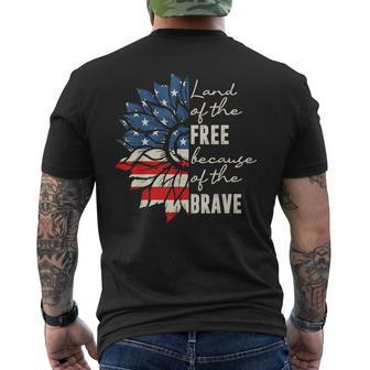 Land Of The Free Because Of The Brave 4Th Of July Mens Back Print T-shirt | Mazezy