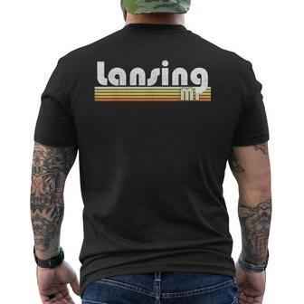 Lansing Michigan Retro Style City Vintage Pride 70S 80S Home Mens Back Print T-shirt | Mazezy AU