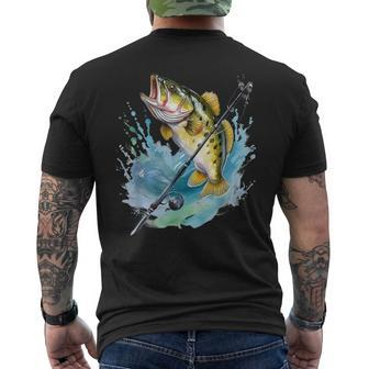 Large Mouth Bass Fish Funny Fishing Fisherman Men Boys  Mens Back Print T-shirt