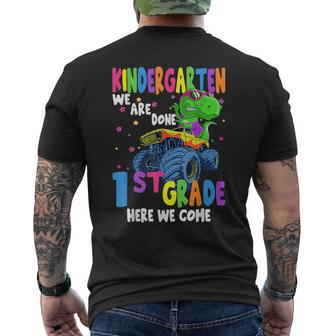 Last Day Of School Kindergarten Truck Dinosaur Graduate Gift Mens Back Print T-shirt | Mazezy
