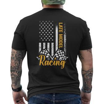 Late Model Dirt Racing Car Race American Flag Usa Model Funny Gifts Mens Back Print T-shirt | Mazezy