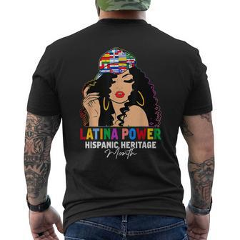 Latina Power Hispanic Heritage Month Country Flags Men's T-shirt Back Print - Seseable