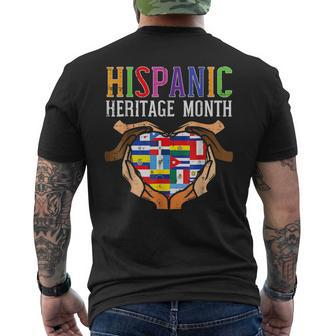 Latino Countries Flag Heart Hispanic Heritage Month Men's T-shirt Back Print - Seseable