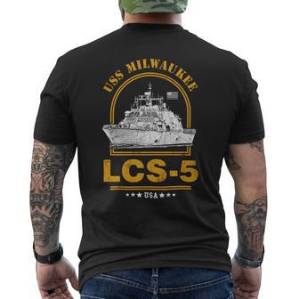 Lcs-5 Uss Milwaukee Mens Back Print T-shirt - Monsterry