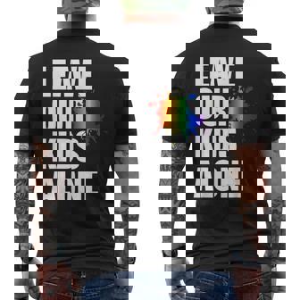 Leave Our Kids Alone Usa Pride Flag Antiwoke Anti Liberal Pride Month Funny Designs Funny Gifts Mens Back Print T-shirt | Mazezy