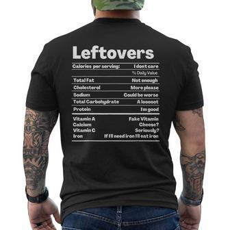 Leftovers Nutrition Facts Thanksgiving Leftover Recipe Men's T-shirt Back Print - Monsterry AU