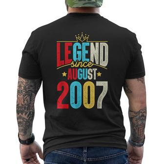 Legend Since August 2007 Bday 15Th Birthday Men's T-shirt Back Print | Mazezy