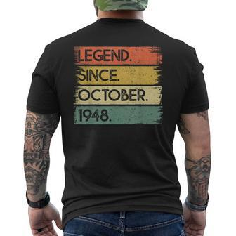 Legend Since October 1948 75 Years Old 75Th Birthday Men's T-shirt Back Print - Seseable