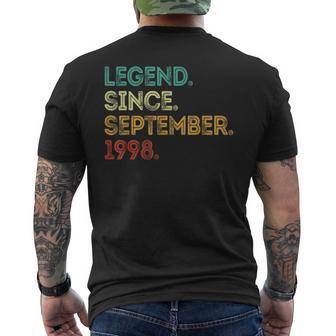 Legend Since September 1998 25Th Birthday 25 Years Old Men's T-shirt Back Print | Mazezy
