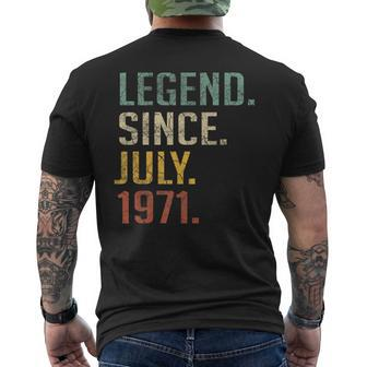 Legend Since July 1971 49Th Birthday Gift 49 Year Old Mens Back Print T-shirt | Mazezy