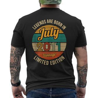 Legends Are Born In July 2011 10Th Birthday Mens Back Print T-shirt | Mazezy AU
