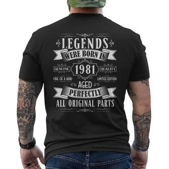 Legends Born In 1981 42Nd Birthday 42 Years Old Bday Men Men's T-shirt Back Print | Mazezy