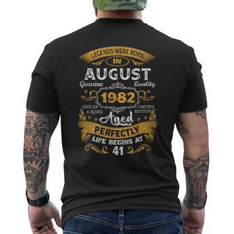 Legends Born In August 1982 41 Years Old 41St Birthday Gifts Men's Crewneck Short Sleeve Back Print T-shirt - Monsterry DE