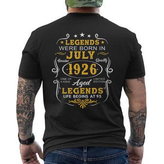 Legends Born In July 1926 95Th Birthday 95 Years Old Mens Back Print T-shirt | Mazezy