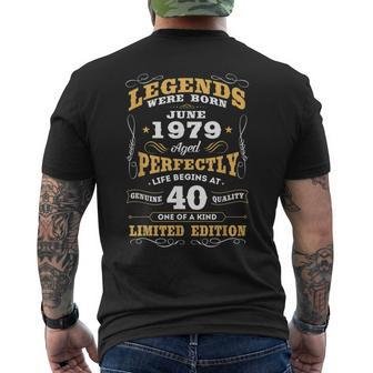 Legends Were Born June 1979 40Th Birthday Men's Back Print T-shirt | Mazezy
