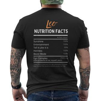 Leo Nutrition Fact - July August Birthday Mens Back Print T-shirt | Mazezy