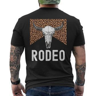 Leopard Rodeo Graphic Cowgirl Cowboy Killers Bull Horn Rodeo Funny Gifts Mens Back Print T-shirt | Mazezy