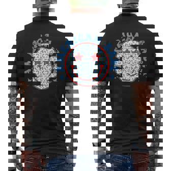 Leopard Smile Face Retro American Girls Babe 4Th Of July Mens Back Print T-shirt | Mazezy