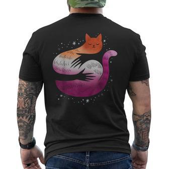 Lesbian Cat Hug Lgbt Pride Flag Lgbt Subtle Gay Sapphic Mens Back Print T-shirt | Mazezy