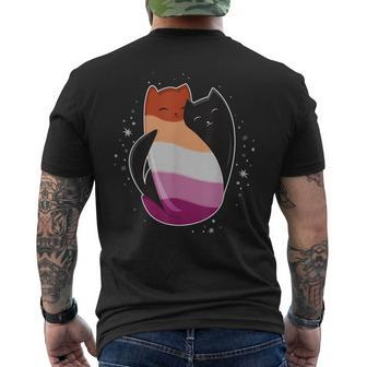 Lesbian Cat Lgbt Pride Flag Lgbt Gay Sapphic Black Yin Yang Mens Back Print T-shirt | Mazezy