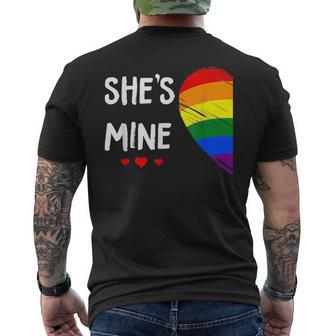 Lesbian Couple Heart Shes Mine Gay Trans Lgbt Pride Month Mens Back Print T-shirt | Mazezy