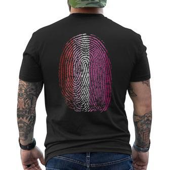 Lesbian Fingerprint | Pride Day | Lgbtqia | Wlw | Sapphic Mens Back Print T-shirt | Mazezy
