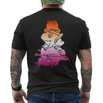 Lesbian Flag Frog Subtle Lgbtq Sapphic Pride Aesthetic Mens Back Print T-shirt | Mazezy