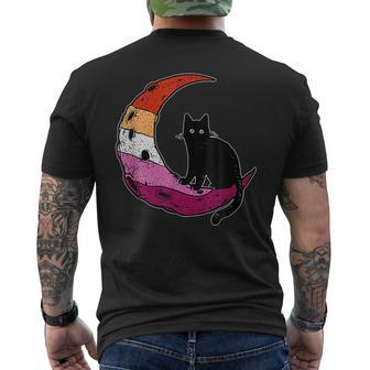 Lesbian Moon Space Cat Pride Flag Lgb Subtle Gay Sapphic Mens Back Print T-shirt | Mazezy