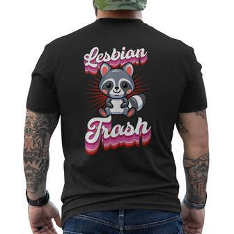 Lesbian Trash Cute Ironic Gay Lesbian Raccoon Love Joke Pun Mens Back Print T-shirt | Mazezy