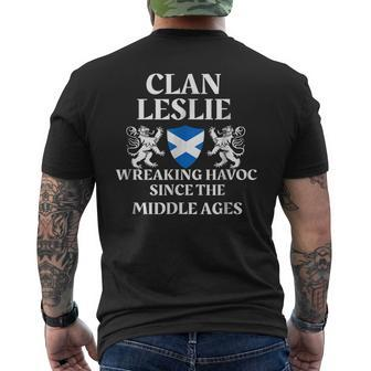 Leslie Scottish Family Clan Scotland Name Gift Mens Back Print T-shirt | Mazezy AU