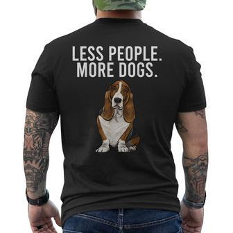 Less People More Dogs Basset Hound Funny Introvert Mens Back Print T-shirt - Thegiftio UK