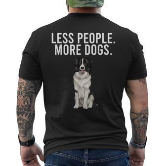 Less People More Dogs Border Collie Funny Introvert Mens Back Print T-shirt - Thegiftio UK