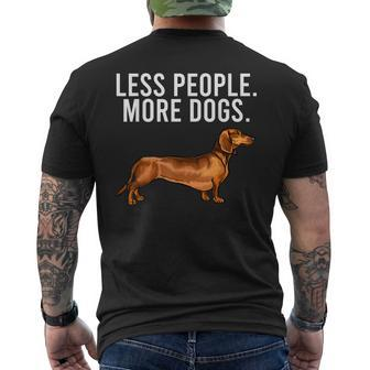 Less People More Dogs Brown Dachshund Funny Introvert Mens Back Print T-shirt - Thegiftio UK