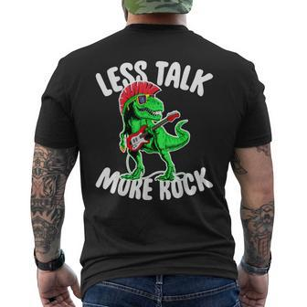 Less Talk More Rock Dinosaur Rock And Roll Birthday Theme Mens Back Print T-shirt | Mazezy